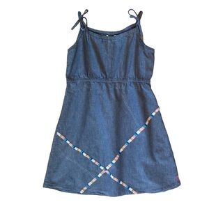 ROXY denim spaghetti strap dress XL girls embroidered